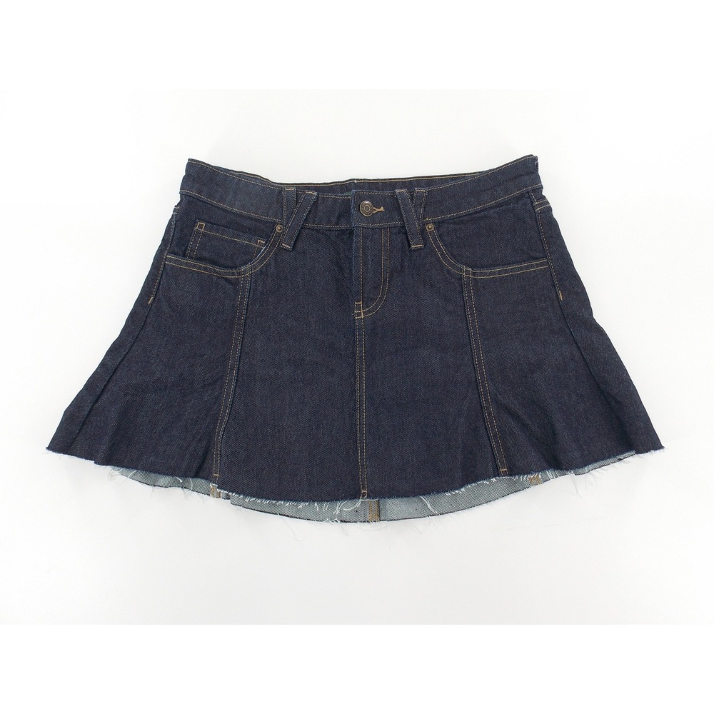 Wild Fable Denim Skirt Mini A-Line Raw Hem Women Size 4 Dark Wash Blue